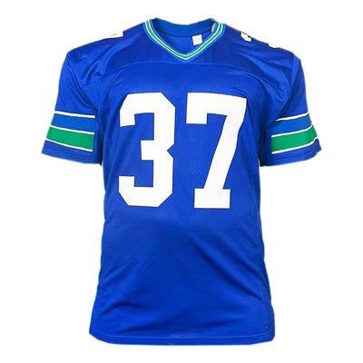 Shaun Alexander Signed Psalms Inscription Seattle Royal Blue Football Jersey (Beckett)
