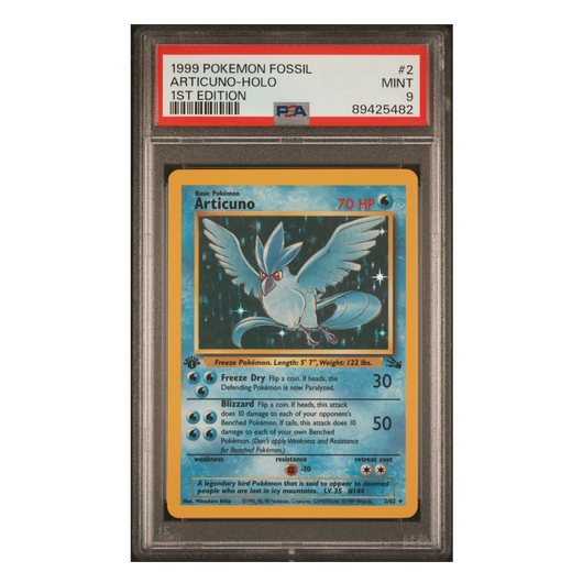 Articuno Holo Fossil 1st Edition #2 PSA 9