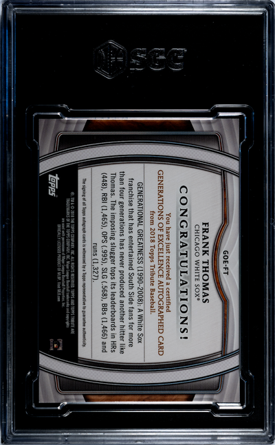 2018 Topps Tribute Frank Thomas #GOE-FT Generations Of Excellence Autograph SGC