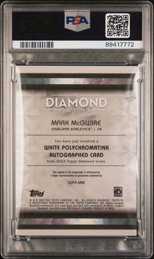 2023 Topps Diamond Icons White Auto Mark Mcgwire #WPAMM Green /15 PSA 9