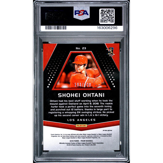 2018 Panini Chronicles Prizm Shohei Ohtani #23 Hyper PSA 9