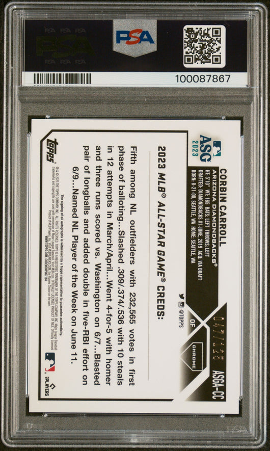 2023 Topps Chrome  2023 All-Star Game Auto Corbin Carroll #CC  X Fractor PSA 10