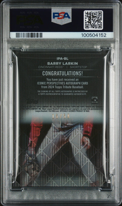 2024 Topps Tribute Iconic Perspectives Autographs Barry Larkin #IPABL PSA 10