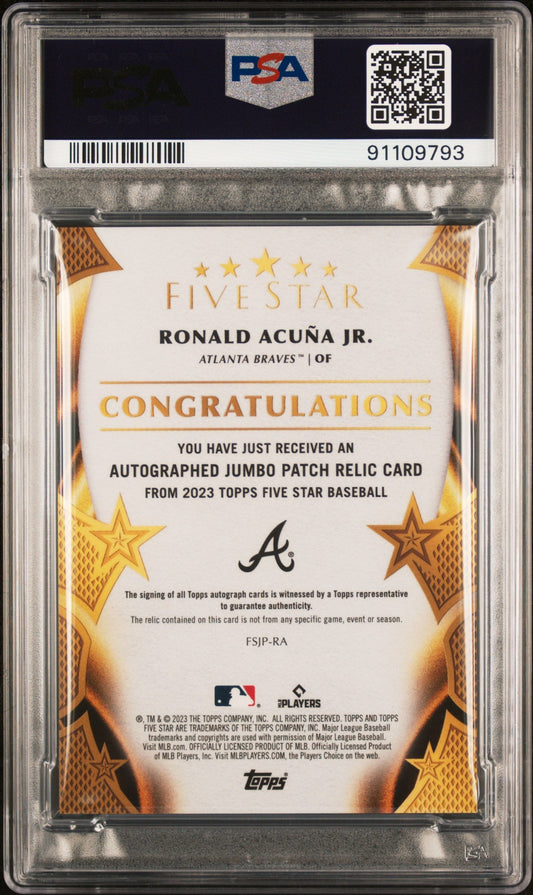 2023 Topps Five Star Auto  Prime Relics Ronald Acuna JR. #FSJPRA 14/25 PSA 10
