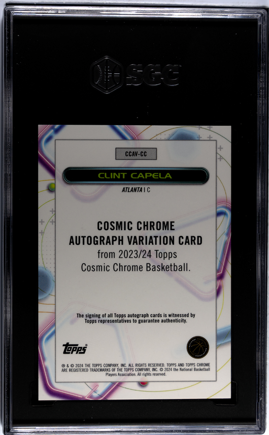2023 Topps Cosmic Chrome Clint Capela #CCAV-CC Auto Black Eclipse SGC 9 Auto 10