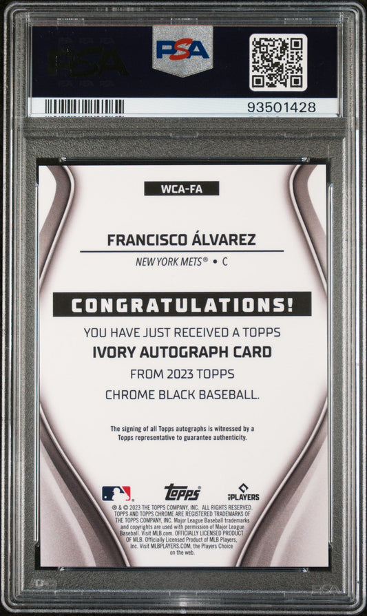 2023 Topps Chrome Black Ivory Autographs Francisco Alvarez #FA 09/50 PSA 9