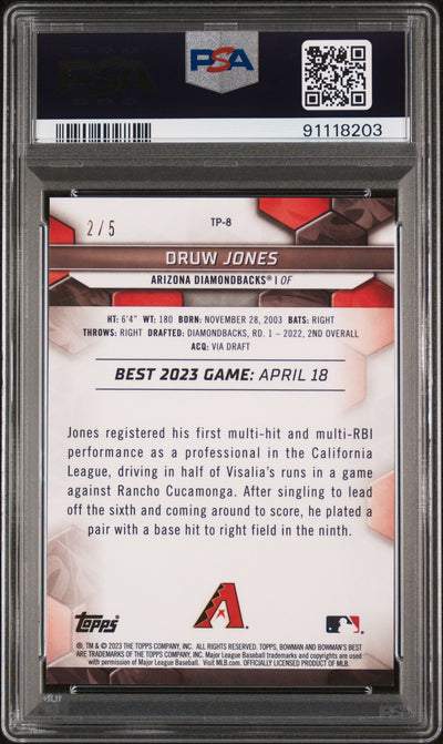 2023 Bowman's Best Top Prospects Druw Jones #TP8 Red Lava PSA 8