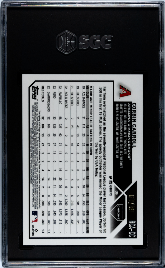 2023 Topps Chrome Logofractor Corbin Carroll #RCA-CC Auto Green SGC 9.5 Auto 10