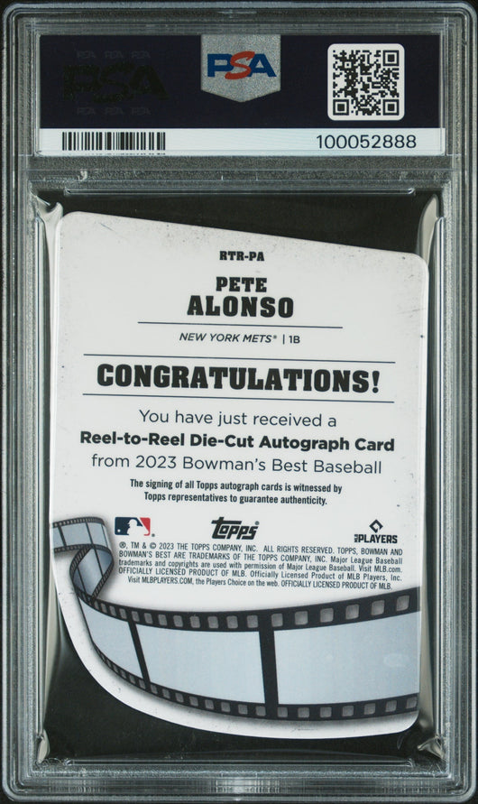 2023 Bowman's Best Reel To Reel Die-Cuts Auto Pete Alonso #RTRPA /150 PSA 9