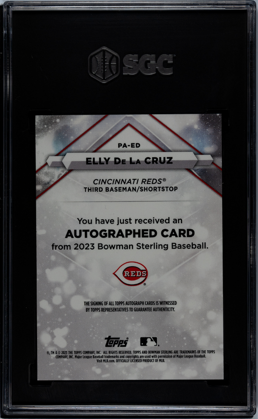 2023 Bowman Sterling Elly De La Cruz #PA-ED Pros. Autograph Wave Refractor SGC 9