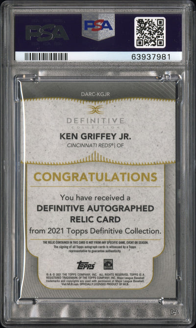 2021 Topps Definitive Auto Ken Griffey JR. #KGJR Auto  Purple 5/5 PSA 10
