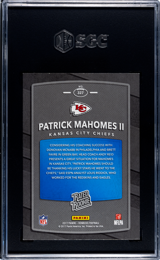 2017 Donruss Patrick Mahomes II #327 Red Press Proof SGC 9