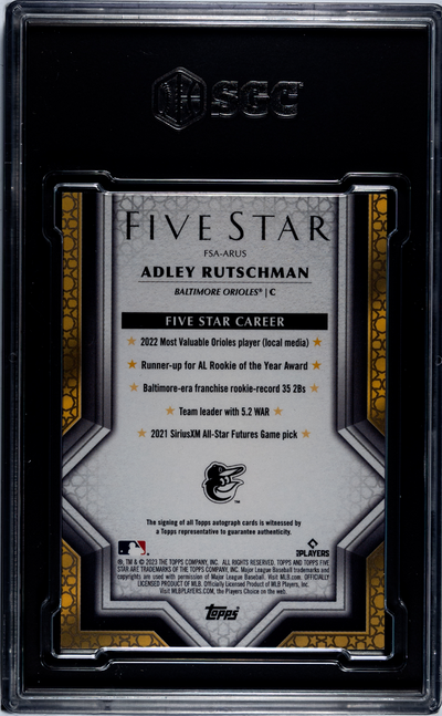 2023 Topps Five Star Adley Rutschman #FSA-ARUS Autograph Aqua SGC 9 Auto 10