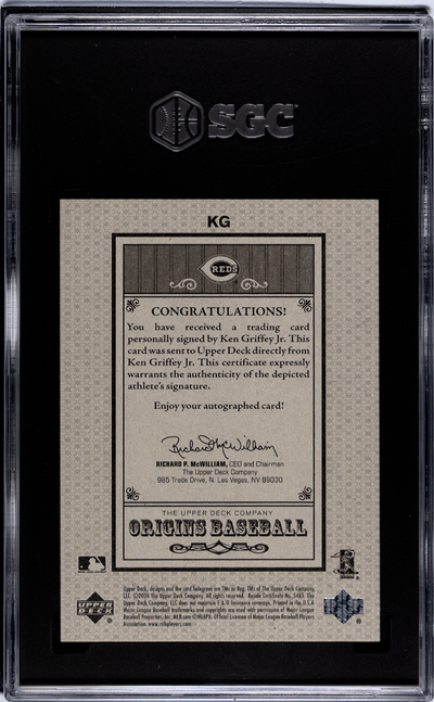2005 Upper Deck Origins Ken Griffey JR. #KG "old Judge" Autos. SGC 8