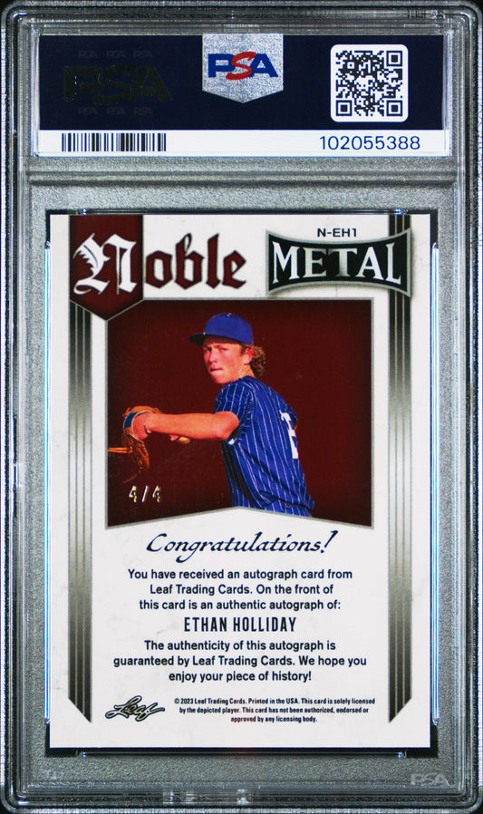 2023 Leaf Eclectic Metal Flashback  Auto Ethan Holliday #NEH1  Org Wave PSA 10