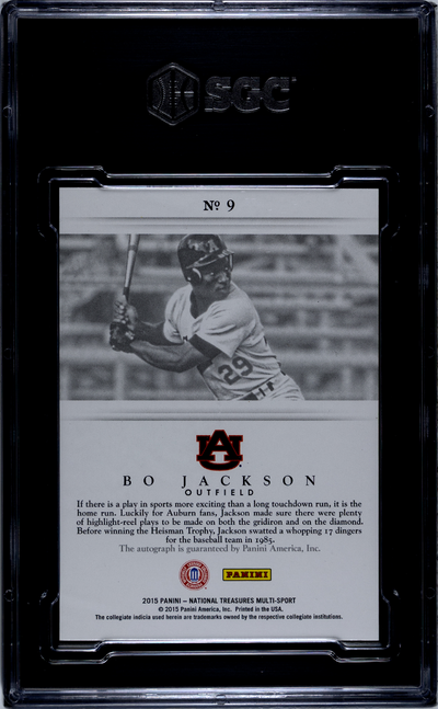 2015 Panini National Treasures Collegiate Bo Jackson #9 Sigs. SGC 10 Auto 10