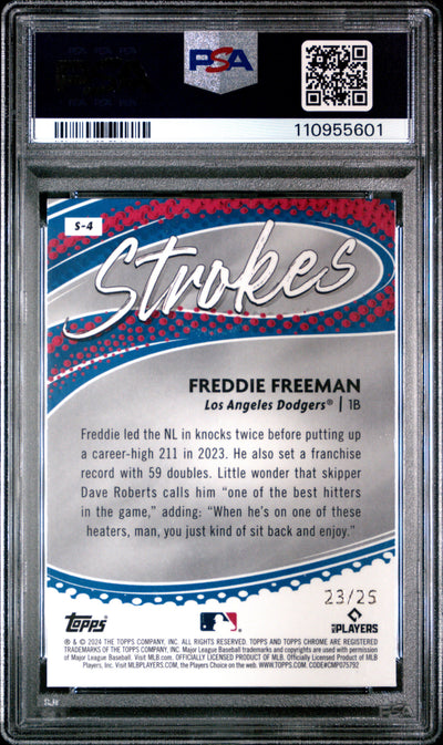 2024 Topps Chrome Strokes Freddie Freeman #S4 Orange Refractor PSA 10