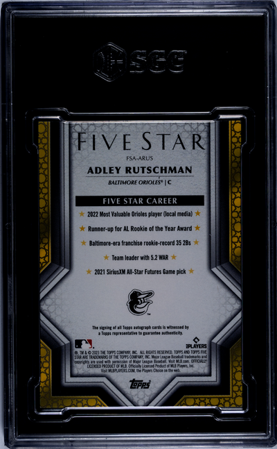 2023 Topps Five Star Adley Rutschman #FSA-ARUS Autograph Gold SGC 9