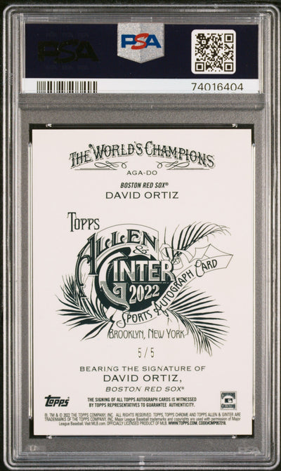 2022 Topps Allen & Ginter Chrome Autographs David Ortiz #DO Red Refractor PSA 8