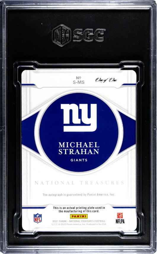 2021 Panini National Michael Strahan #S-MS Sigs. Yellow Plate SGC A Auto 10