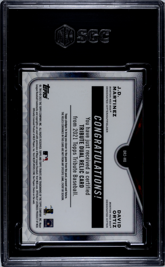 2021 Topps Tribute Martinez Ortiz #DR2-MO Dual 1/1 Relics Black SGC 9