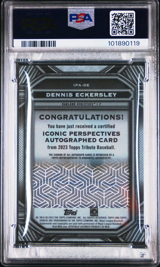 2023 Topps Tribute Perspectives Auto Dennis Eckersley #IPADE Red 01/10 PSA