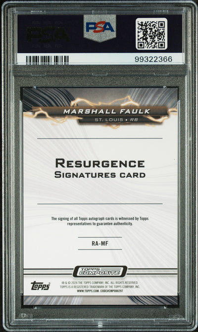 2023 Topps Resurgence Auto Marshall Faulk #RAMF Rsrgnc Superfractor 1/1 PSA 9