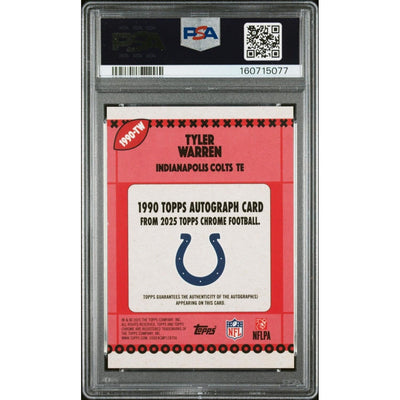 2025 Topps Chrome 1990 Topps Autographs Tyler Warren #TW Orange Ref PSA 9
