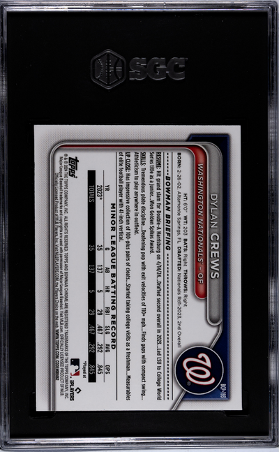 2024 Bowman Chrome Dylan Crews #BCP-193 Pros. Orange Shim. Refractor SGC 9.5