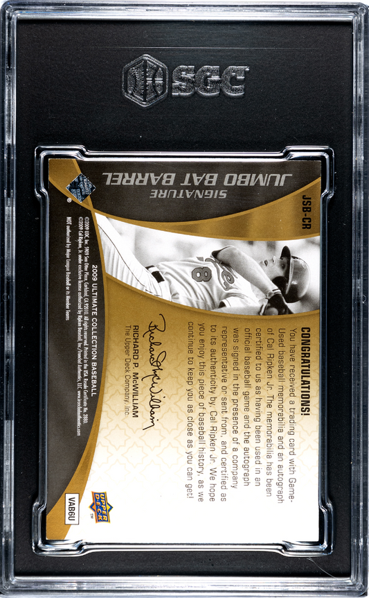 2009 Upper Deck Ultimate  Cal Ripken JR. #JSB-CR Jumbo . Bat Barrel SGC 8.5