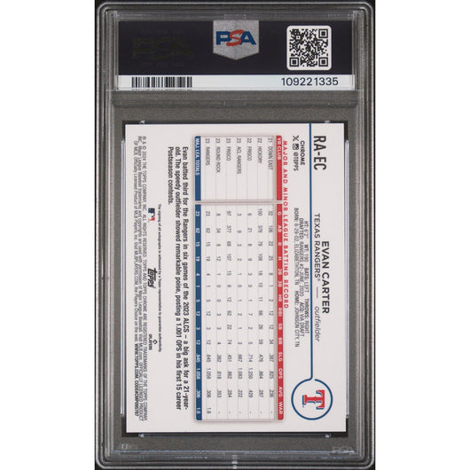 2024 Topps Chrome Update RCAuto Evan Carter #RAEC RKE Org Black Lava Lamp PSA 10