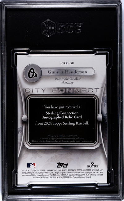 2024 Topps Sterling Gunnar Henderson #STCO-GH City Connect Mem. SGC 9.5 Auto 10