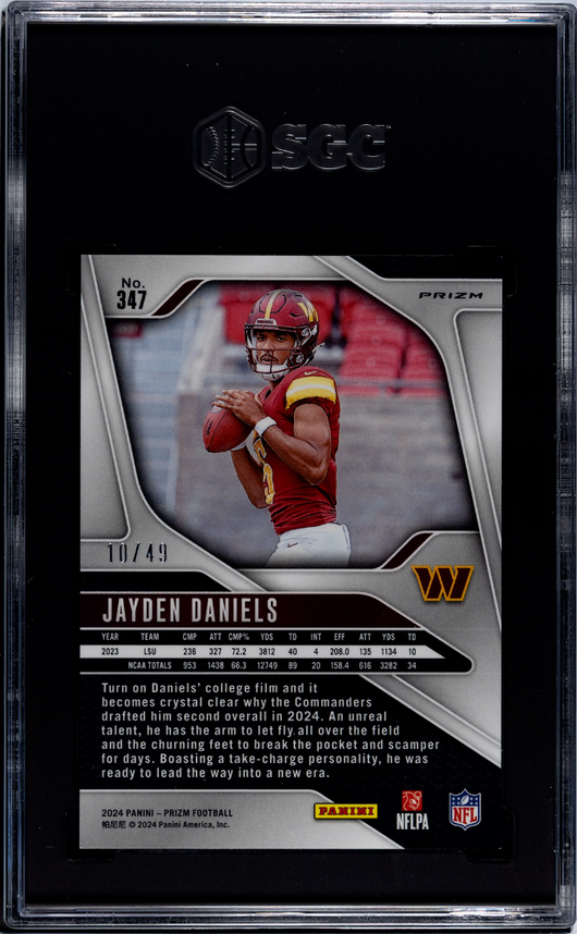 2024 Panini Prizm Jayden Daniels #347 Purple Power SGC 9