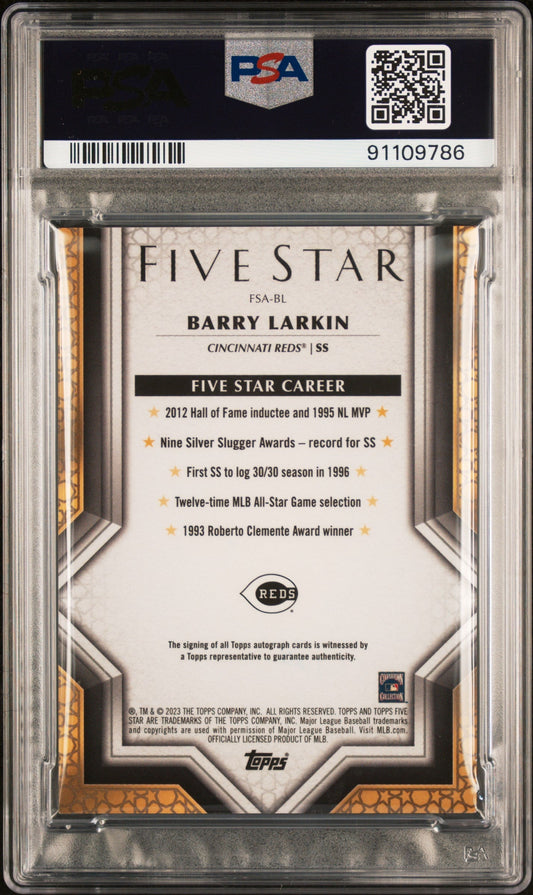2023 Topps Five Star Autographs Barry Larkin #FSABL PSA 10
