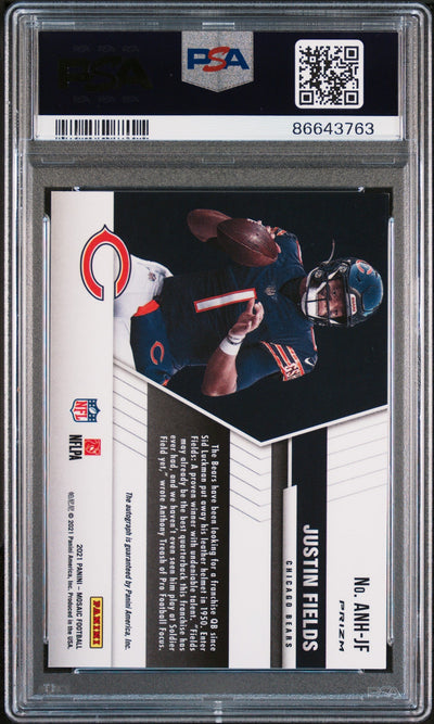 2021 Panini Mosaic Autographs No Huddle Justin Fields #ANHJF PSA 9