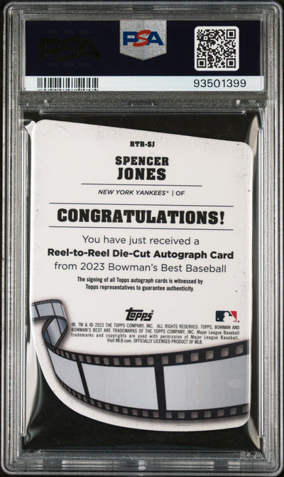 2023 Bowman's Best Die-Cuts Spencer Jones #RTRSJ RTR DC Ref 10/25 PSA 10