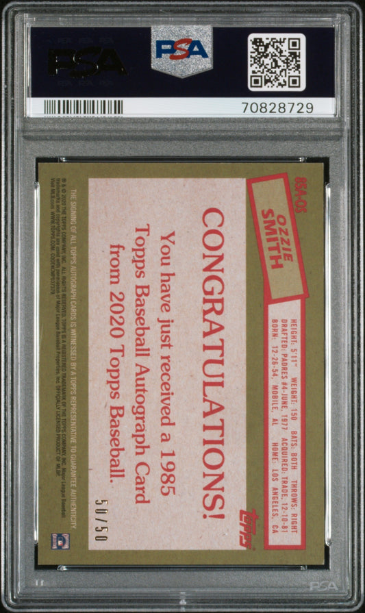 2020 Topps 1985 Topps 35th Anniversary Auto Ozzie Smith #85AOS '85  Gold PSA 8