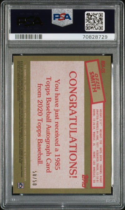 2020 Topps 1985 Topps 35th Anniversary Auto Ozzie Smith #85AOS '85  Gold PSA 8