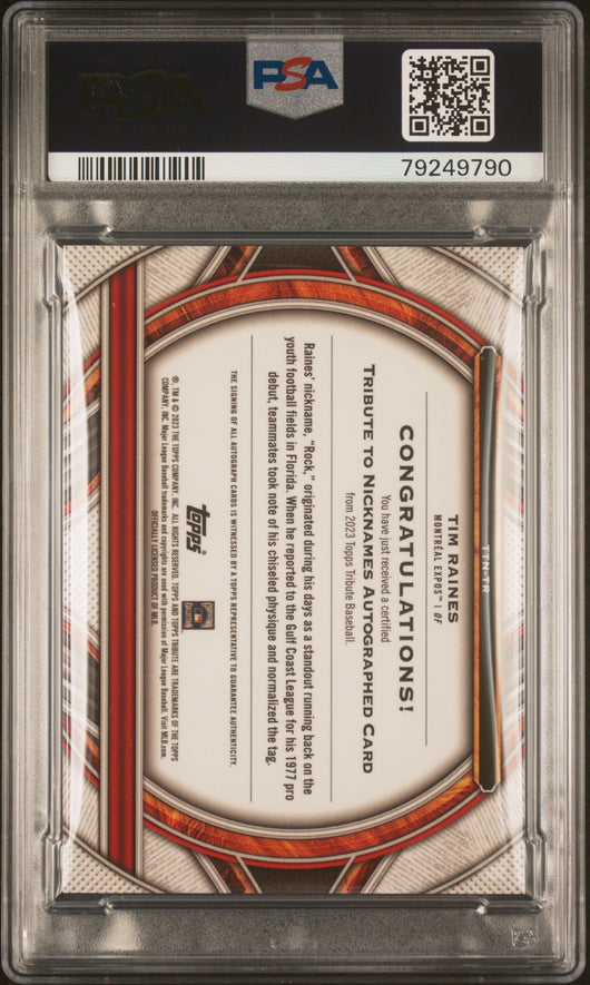 2023 Topps Tribute Tribute To Nicknames Autograph Tim Raines #TTNTR PSA Auto 10