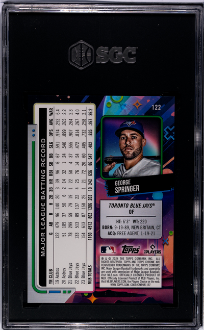 2024 Topps Cosmic Chrome George Springer #122 Red Flare Refractor SGC 9