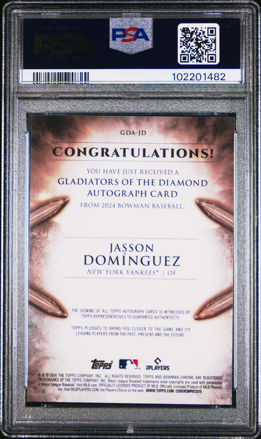 2024 Bowman Gladiators  Diamond Auto Jasson Dominguez #GDAJD Gold 32/60 PSA 10