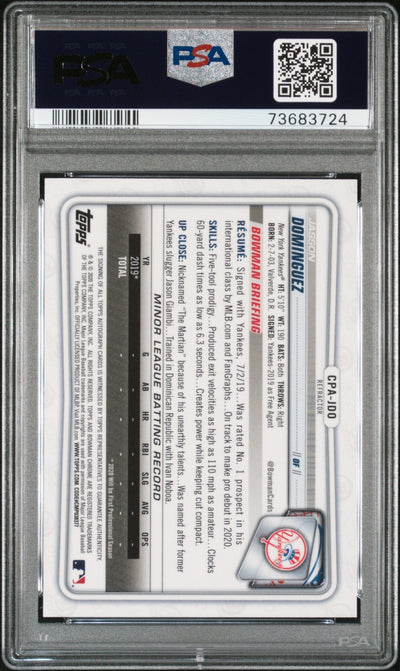 2020 Bowman Chrome Prospect Autographs Jasson Dominguez #CPAJDO Refractor PSA 10