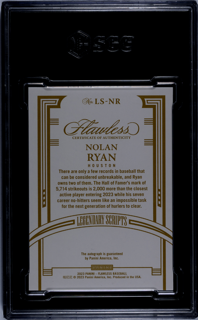 2023 Panini Flawless Nolan Ryan #LS-NR Legendary Scripts Gold SGC 9 Auto 10 #/10