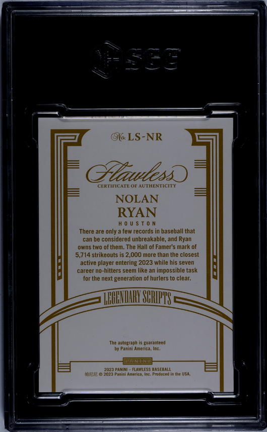 2023 Panini Flawless Nolan Ryan #LS-NR Legendary Scripts Gold SGC 9 Auto 10 #/10
