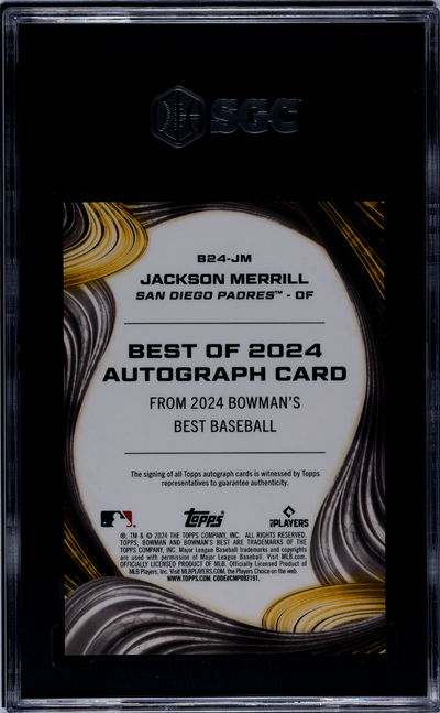 2024 Bowman's Best Jackson Merrill #B24-JM  Green Refractor SGC 9.5 Auto 10