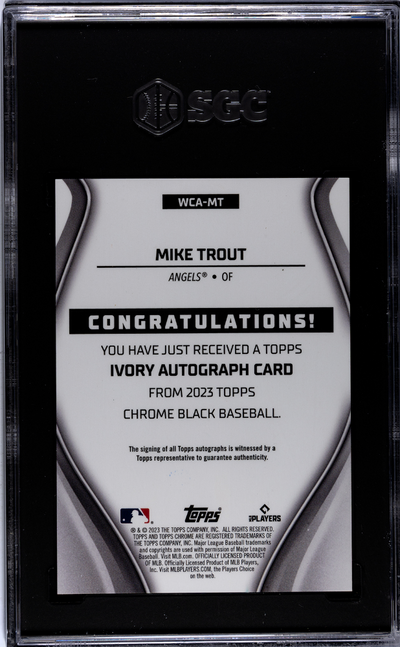 2023 Topps  Black Mike Trout #WCA-MT Ivory Auto Red Trim Refractor SGC Auto 10