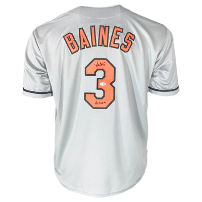 Harold Baines Signed HOF 2019 Inscription Baltimore Grey Baseball Jersey (JSA)