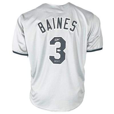 Harold Baines Signed HOF 2019 Inscription Chicago Grey Baseball Jersey (JSA)