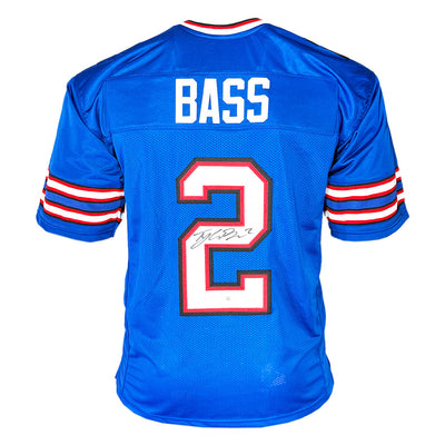 Tyler Bass Signed Buffalo Blue Football Jersey (JSA)