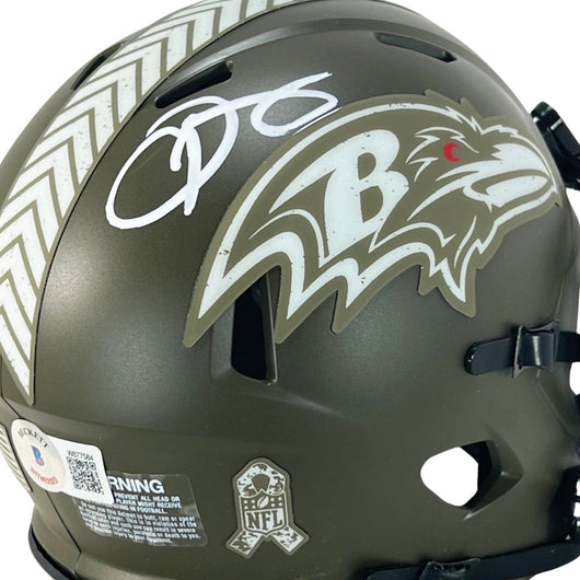Odell Beckham Jr Signed Baltimore Ravens Salute to Service Speed Mini Football Helmet (Beckett)